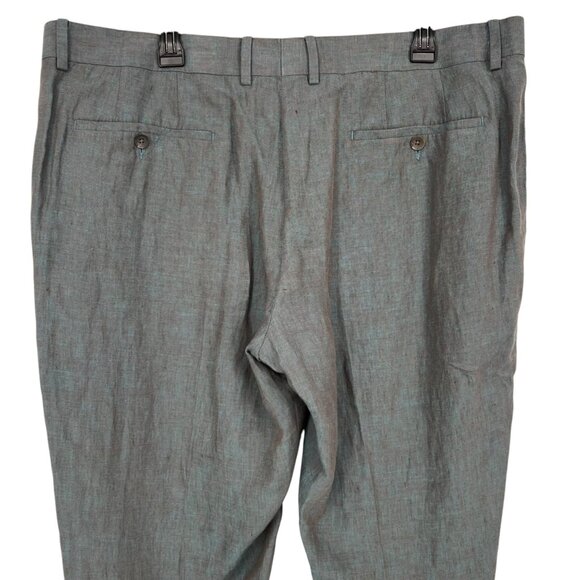 Nordstrom Trim Fit Linen Trousers Aqua Blue Gray Size 40 Waist NWT - Picture 5 of 14